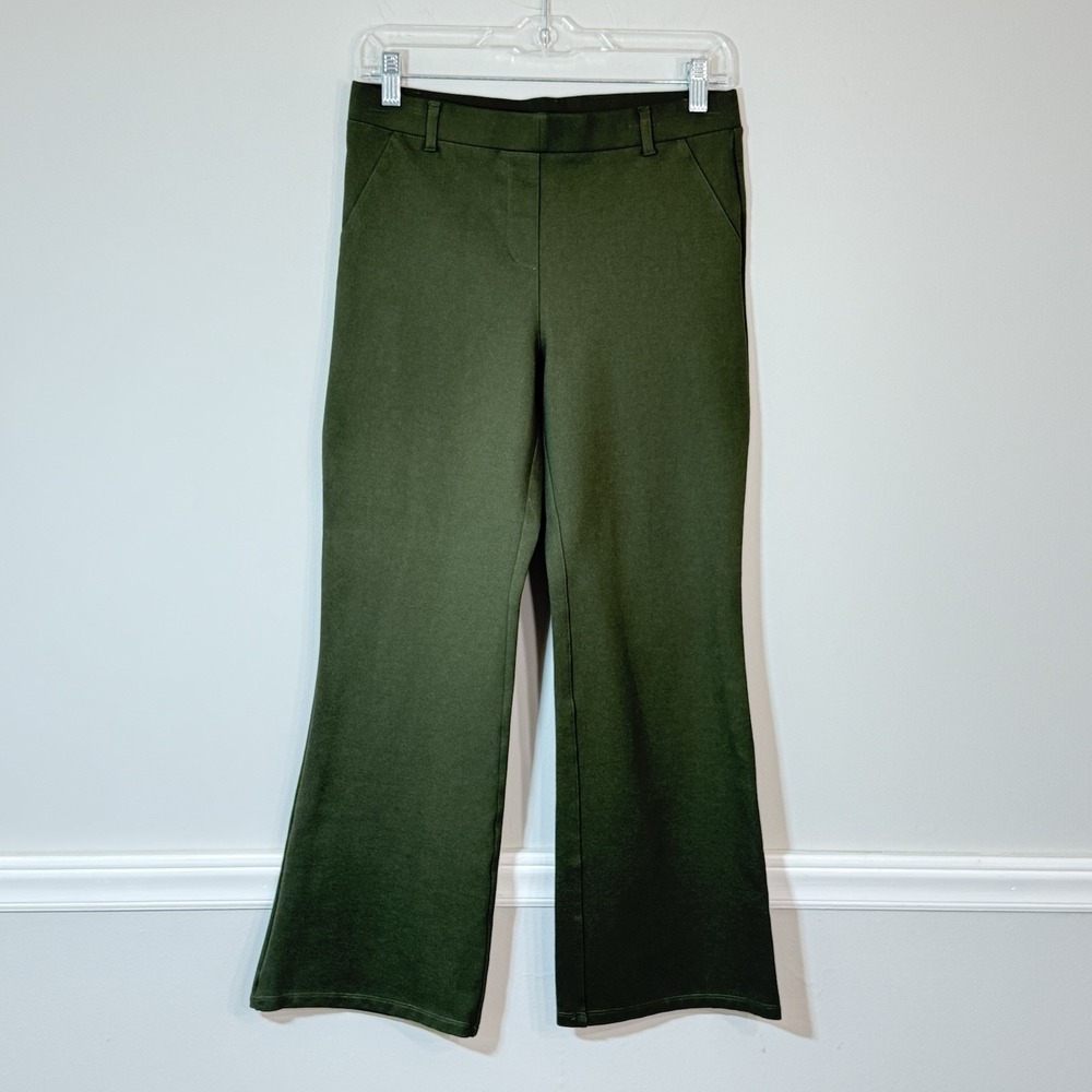 Quince Ponte Tapered Crop Pants Womens Sz M Green Ultra Stretch Capsule Pull On